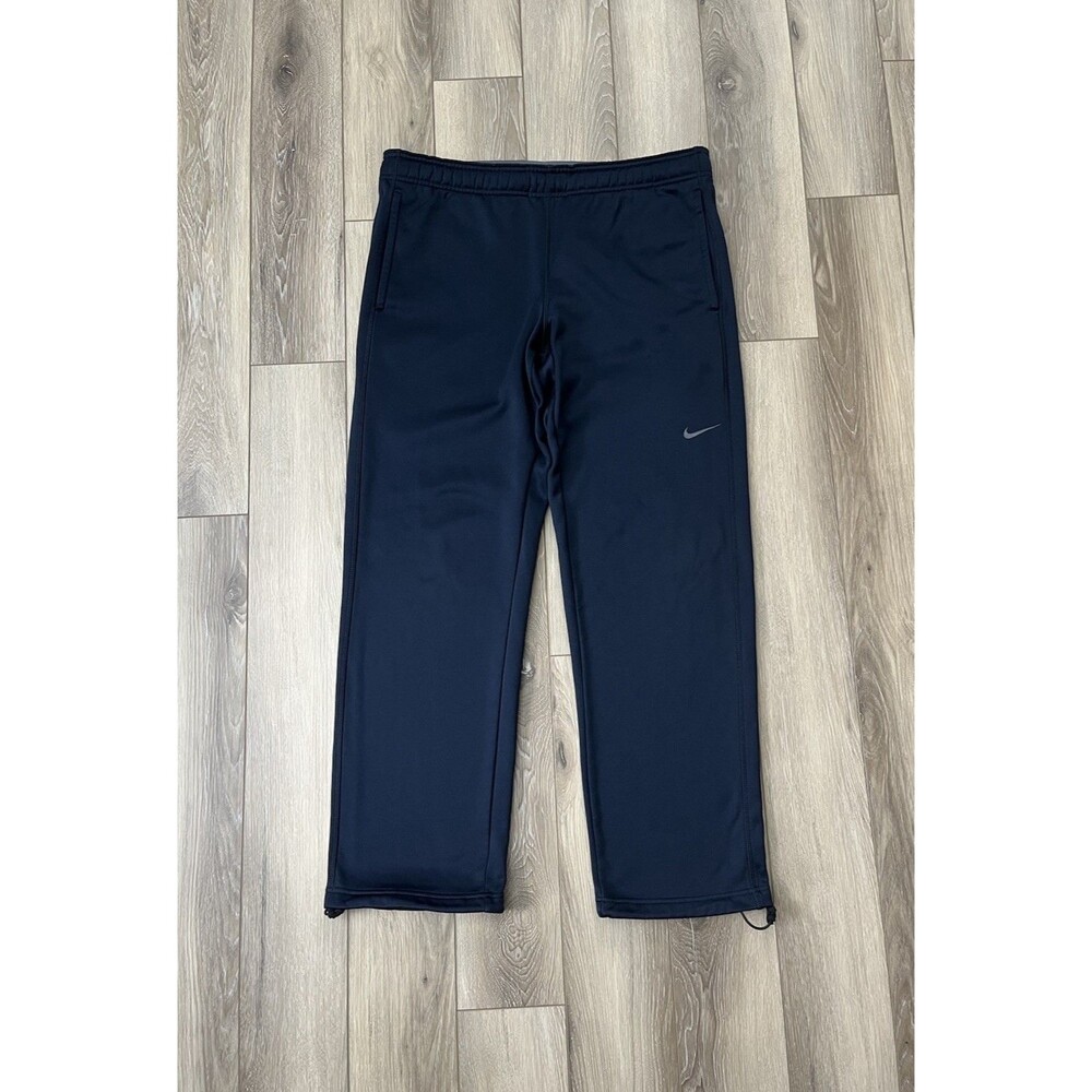 Nike Therma Fit Blue Straight Leg Fleece Sweatpants Mens Sz Small Pockets Gym
